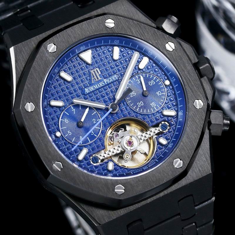Audemars Piguet Royal Oak Tourbillon Chronograph in a black case with a blue dial