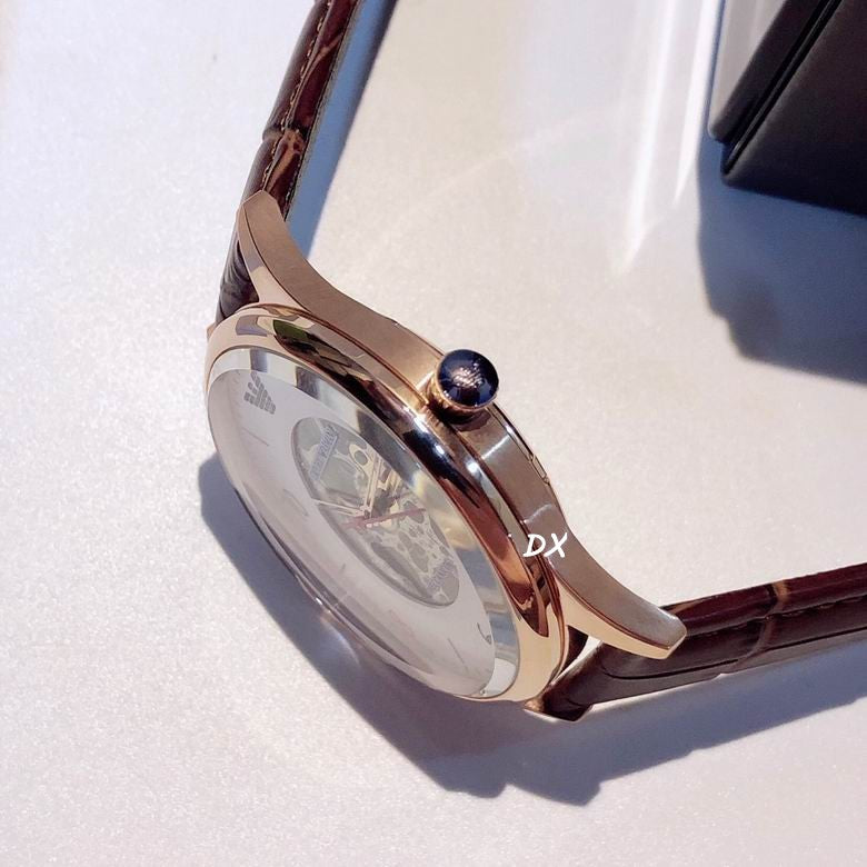 Emporio Armani Men’s Automatic Brown Leather Strap White Dial 41mm Watch AR1920