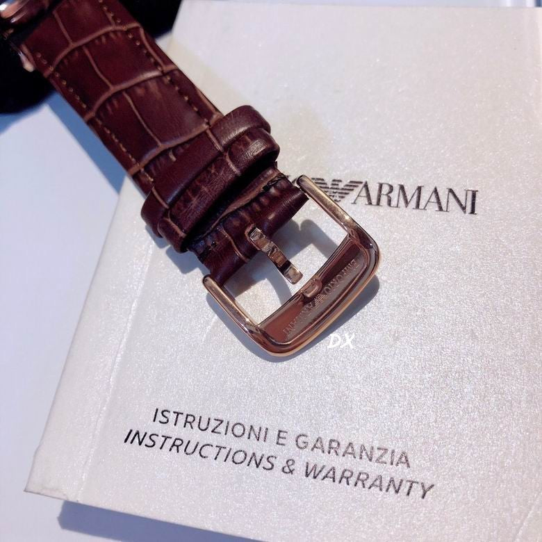 Emporio Armani Men’s Automatic Brown Leather Strap White Dial 41mm Watch AR1920