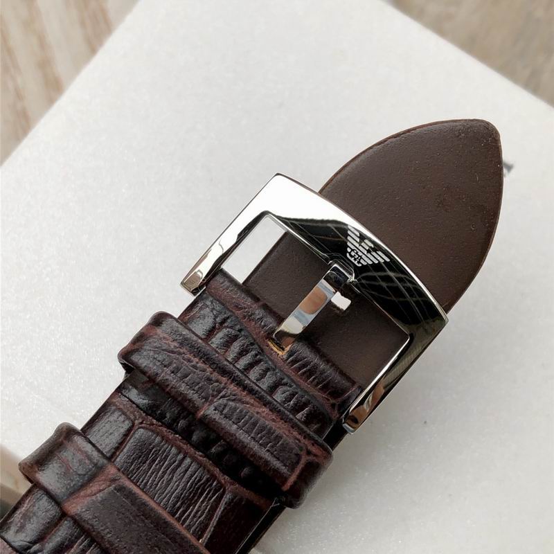 Emporio Armani Luigi Quartz Gray Dial Brown Leather Strap Watch For Men - AR1996