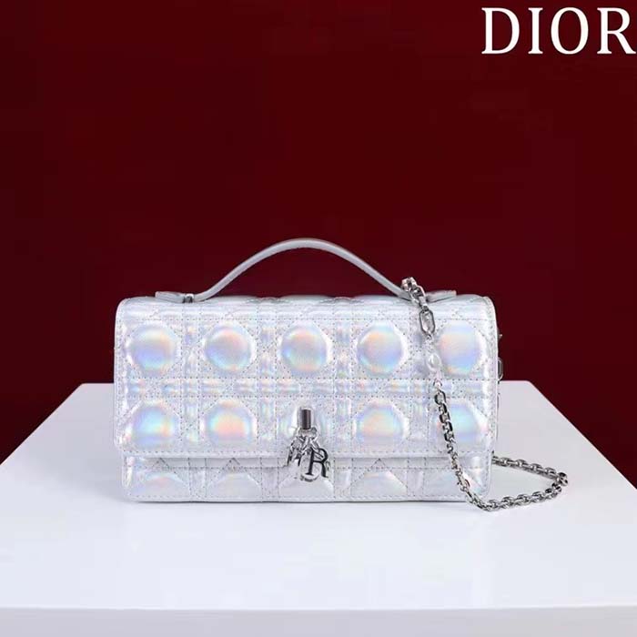 Miss Dior Mini Bag Silver Metallic