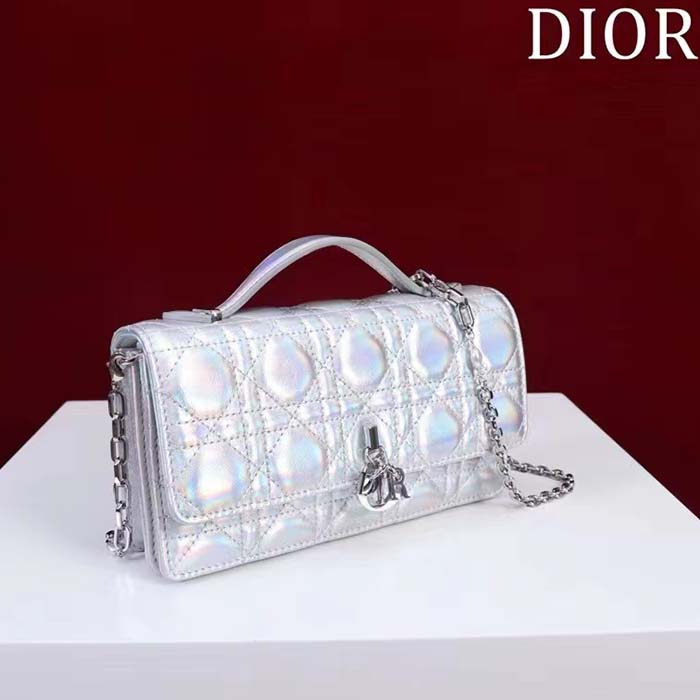 Miss Dior Mini Bag Silver Metallic