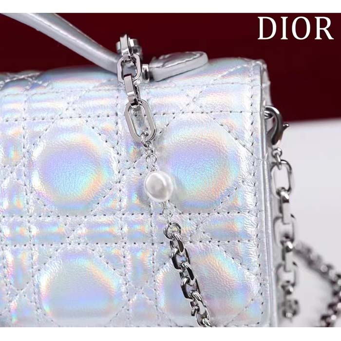 Miss Dior Mini Bag Silver Metallic