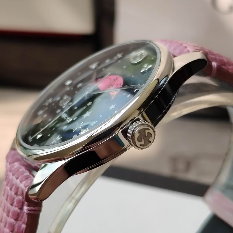 Gucci G-Timeless Pink Lizard-Effect Leather Strap Moonphase watch