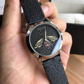 Gucci G Timeless Bee Black Dial Black Leather Strap Watch