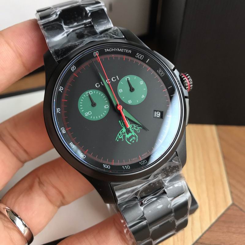 Gucci G-Timeless 44mm Chronograph Watch with a Black Stainless Steel Case