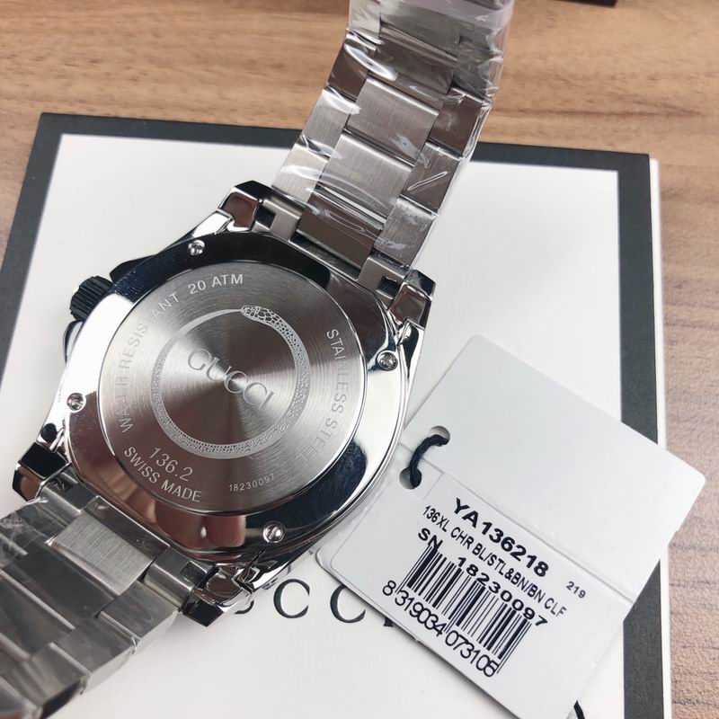 Gucci Dive Snake Black Dial Silver Steel Strap Watch