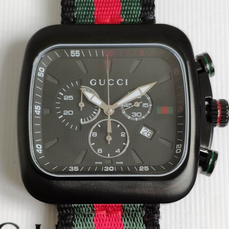 Gucci Coupe Black Red and Green Nato Black Dial Chronograph Quartz Watch