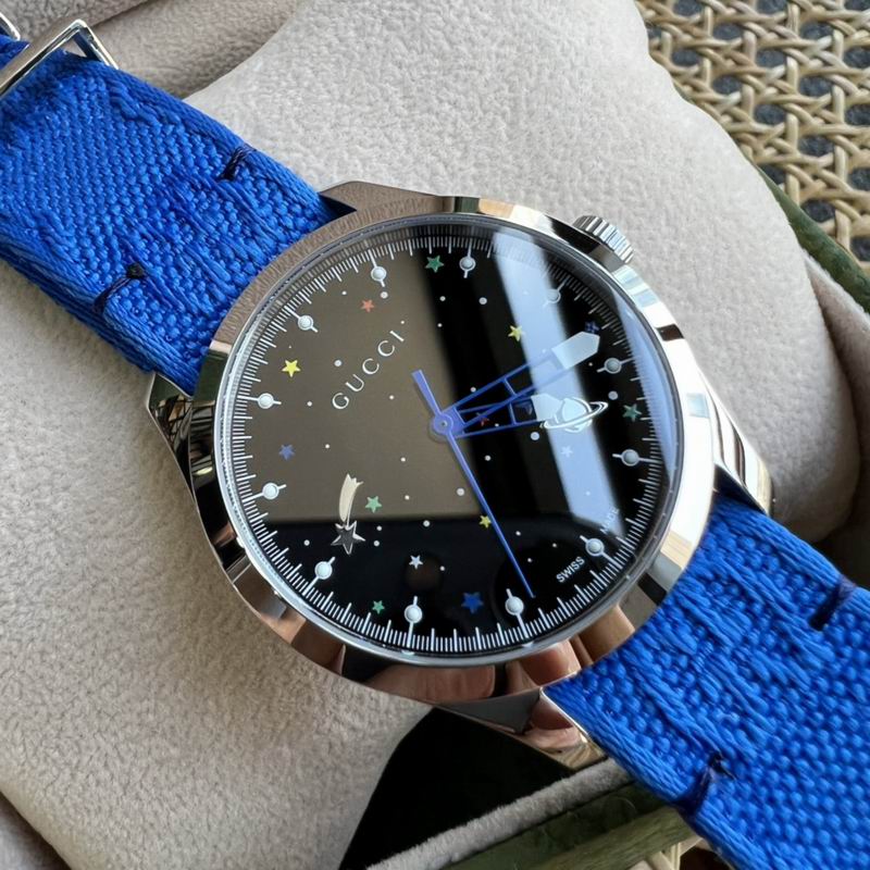 Gucci G-Timeless Stars and Planet Unisex Watch with Blue Strap