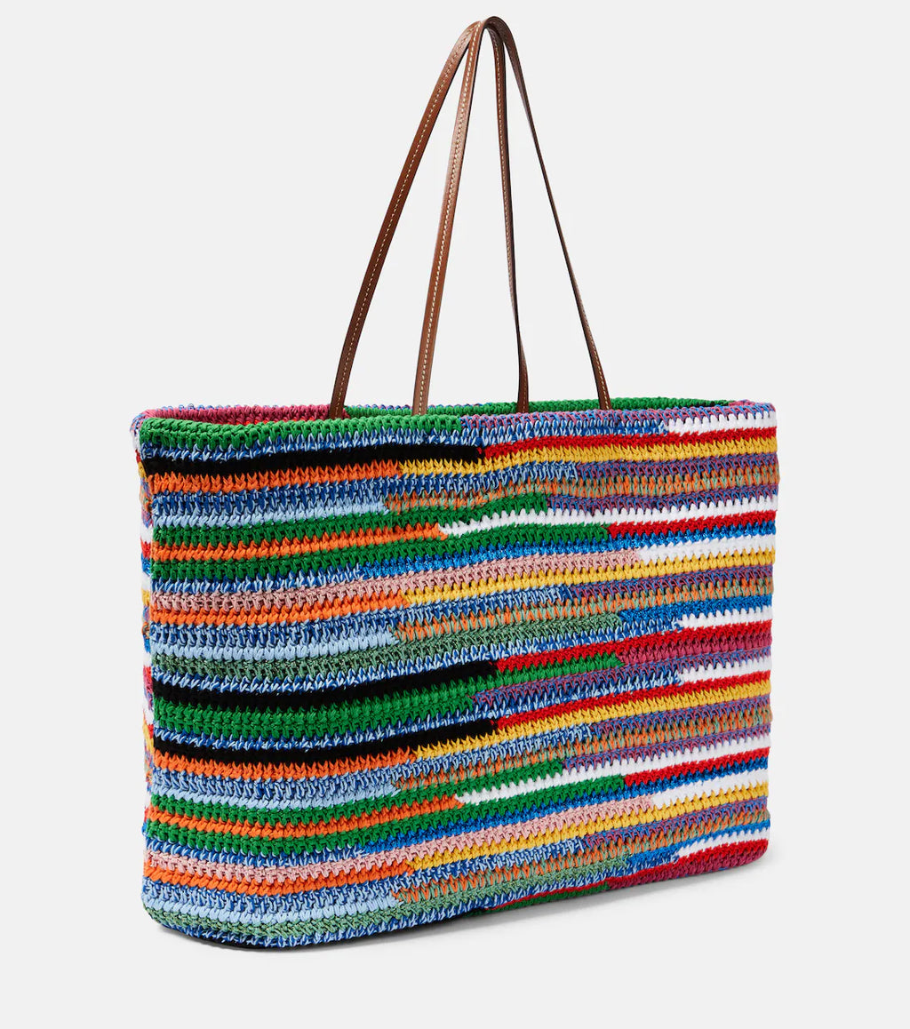 Miu Miu Striped Crochet Tote Bag