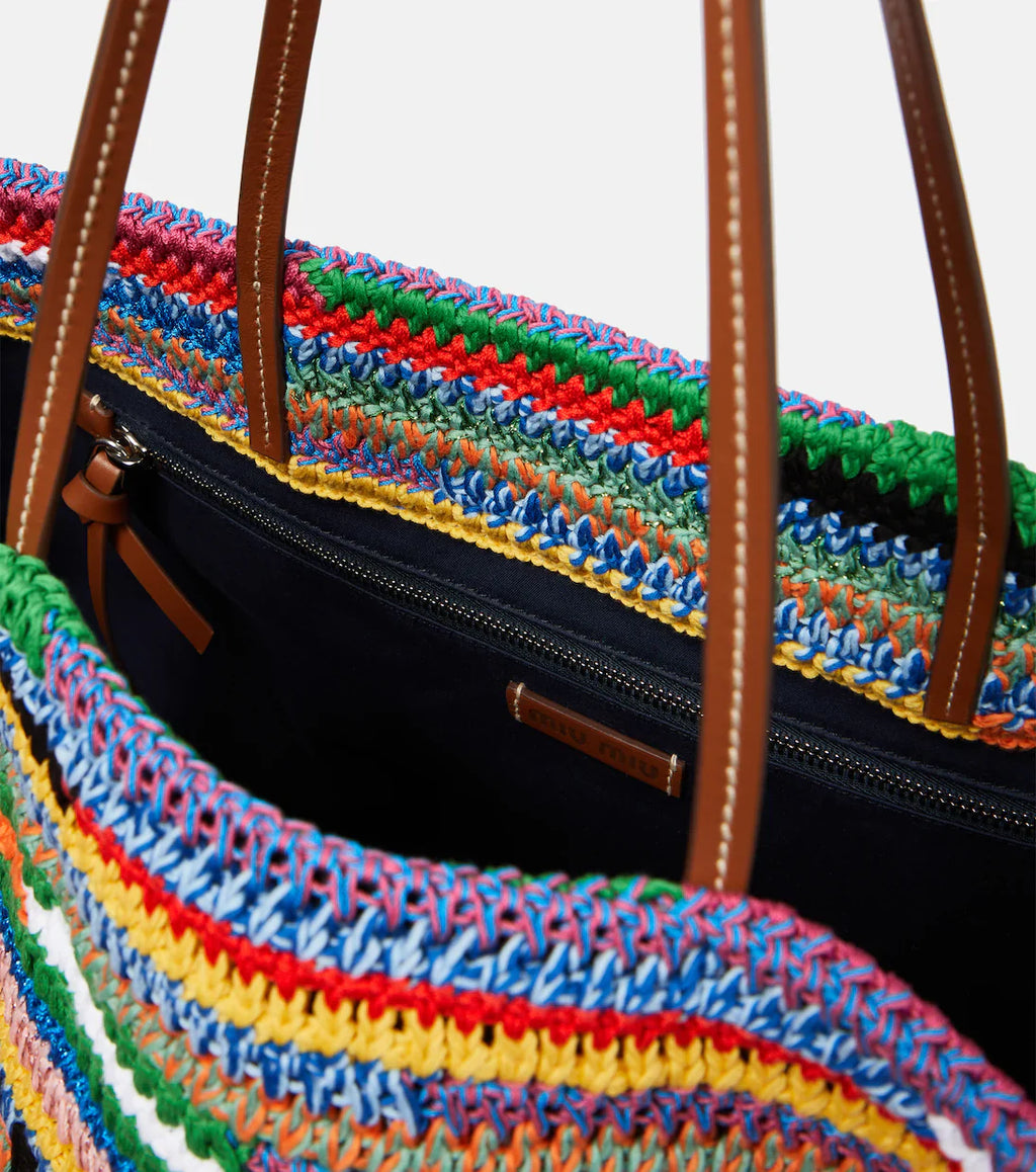 Miu Miu Striped Crochet Tote Bag