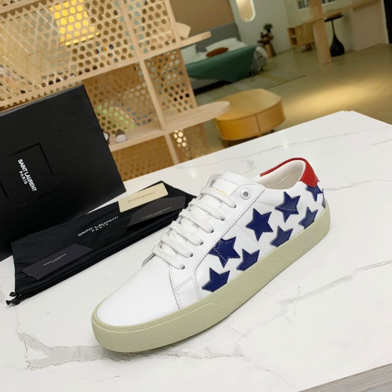 YSL Star Court White Red Sneakers