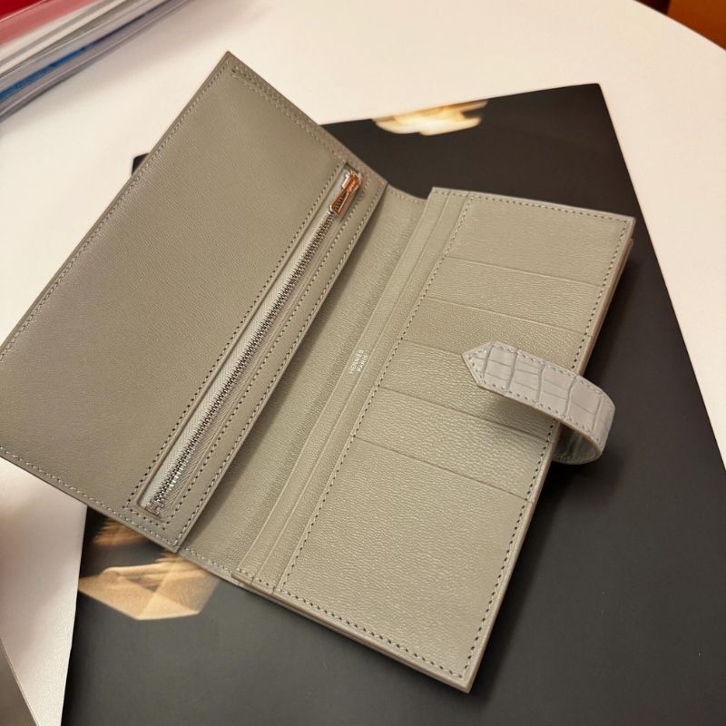 Hermes Grey Alligator Skin Wallet