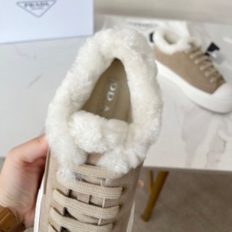 Prada Triangle Logo Wool Sneakers