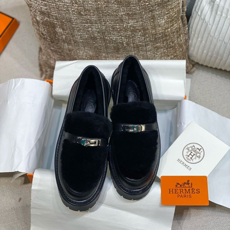 Hermes H Leather Loafers