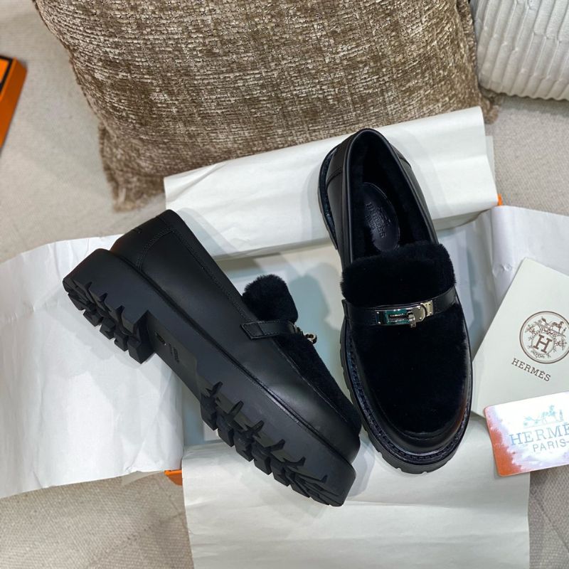 Hermes H Leather Loafers