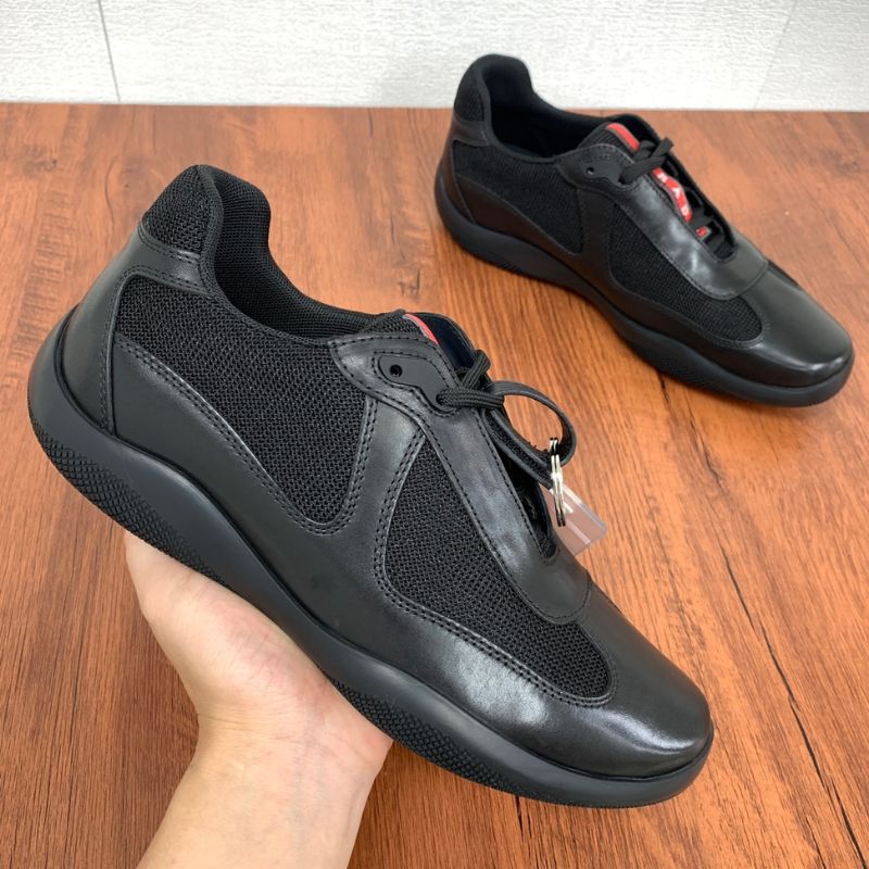 Prada Black Mesh Lace Up Sneakers