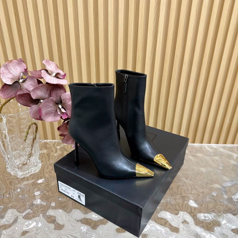 YSL Black Leather Heeled Boot