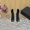 YSL Black Leather Heeled Boot