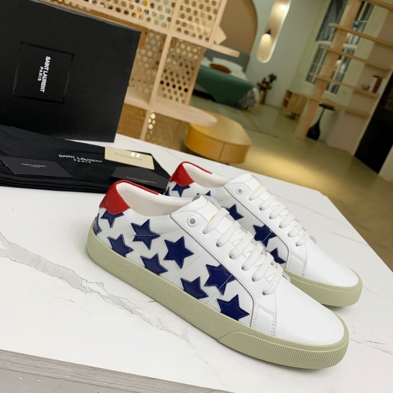 YSL Star Court White Red Sneakers