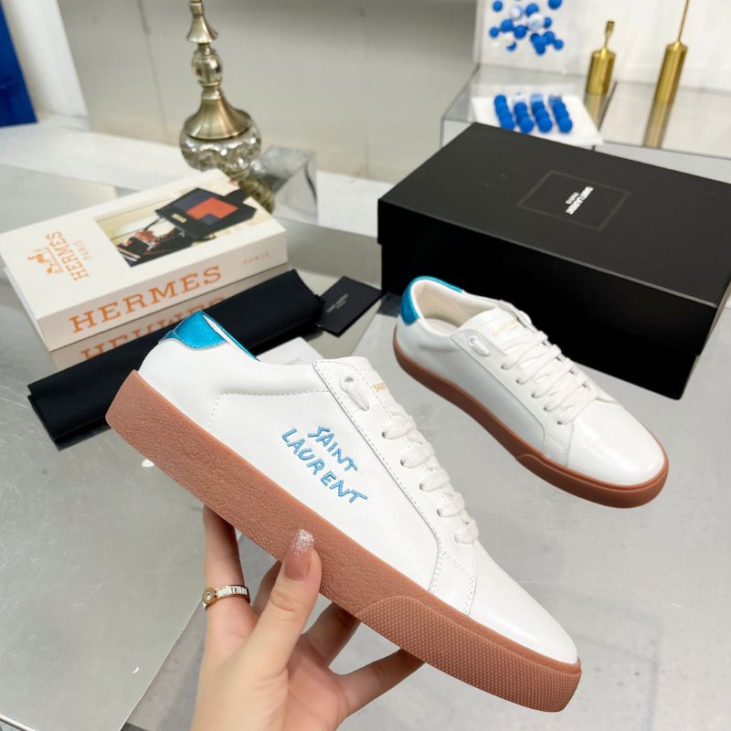 YSL Leather Embroidered Sneakers