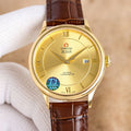 Omega Yellow Gold On Leather Strap
