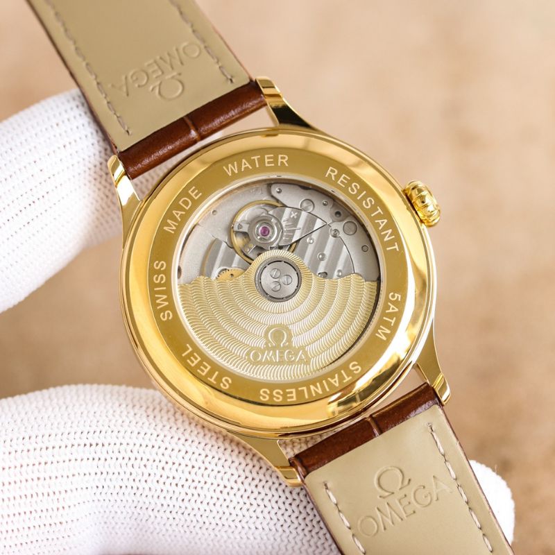 Omega Yellow Gold On Leather Strap