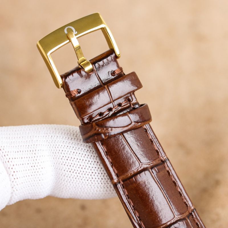 Omega Yellow Gold On Leather Strap