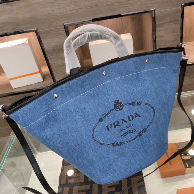 Prada Denim Snap Bucket Bag