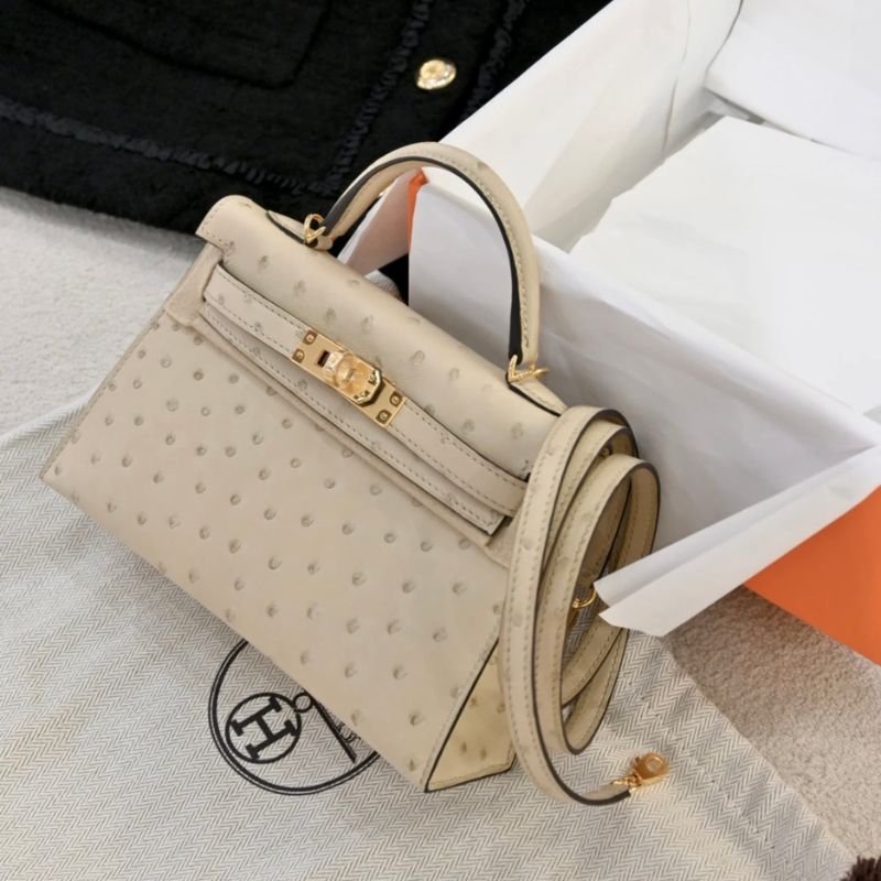 Hermes Ostrich Kelly Handbag