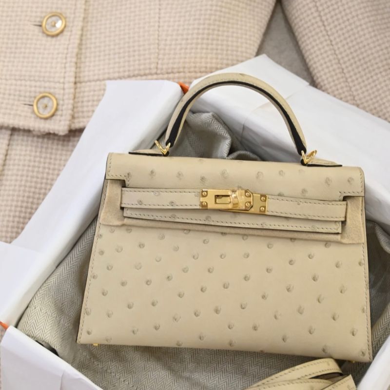 Hermes Ostrich Kelly Handbag