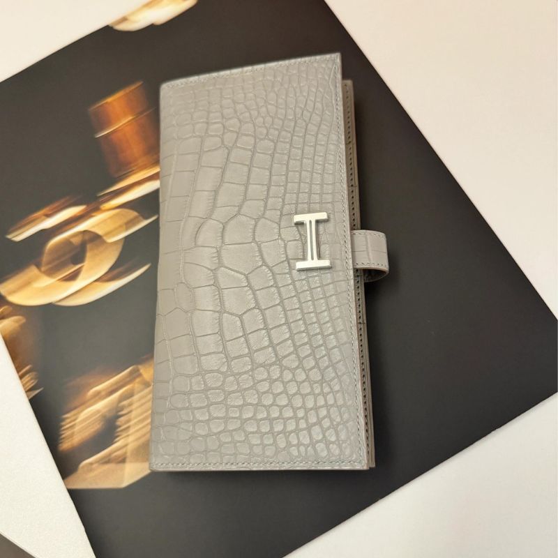 Hermes Grey Alligator Skin Wallet