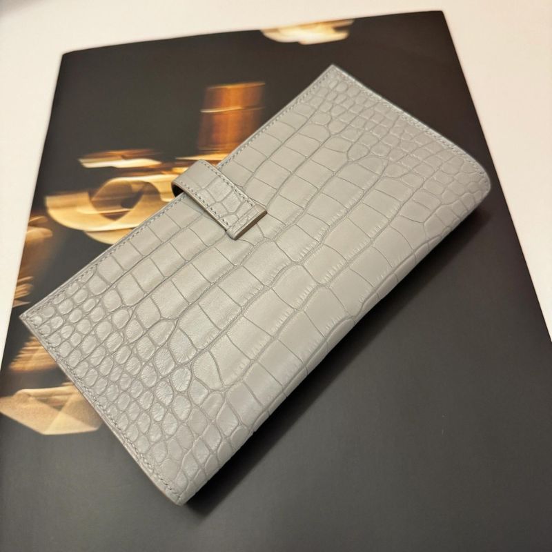 Hermes Grey Alligator Skin Wallet