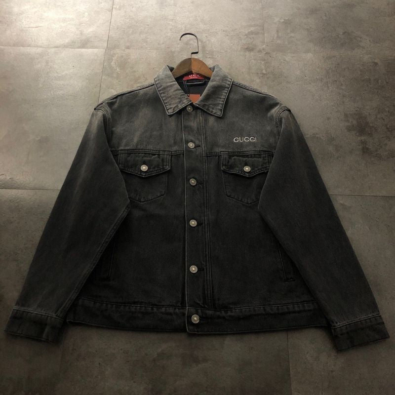 Gucci Logo Embroidered Denim Jacket