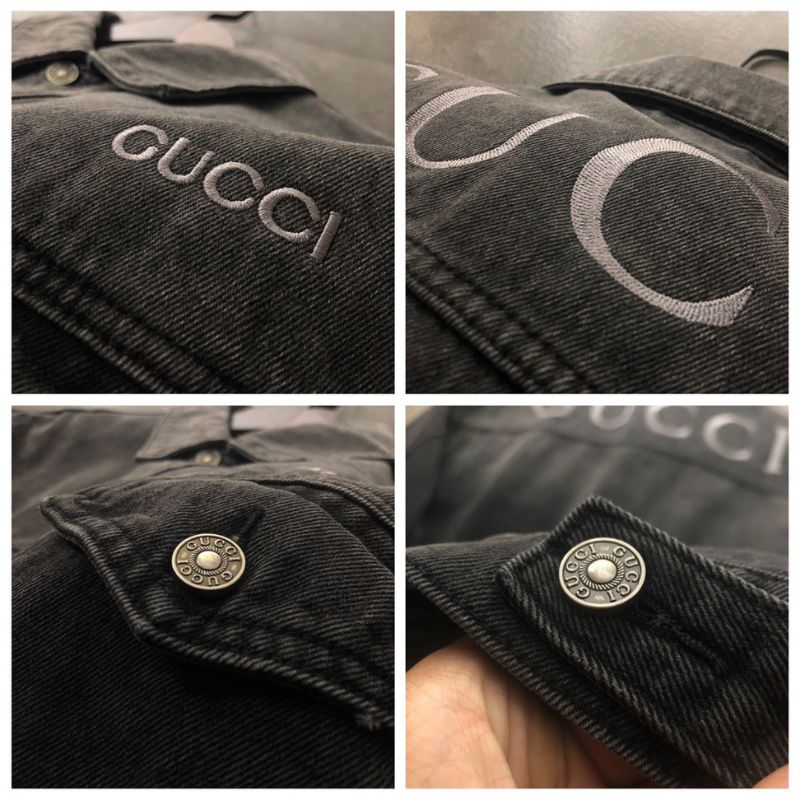Gucci Logo Embroidered Denim Jacket
