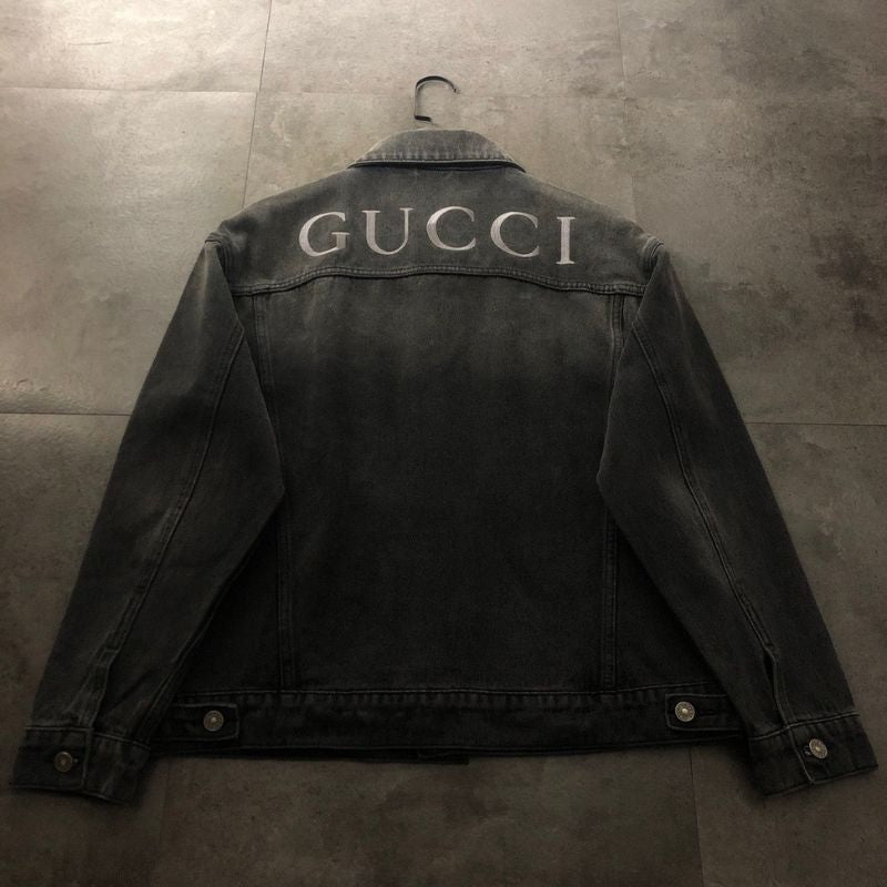 Gucci Logo Embroidered Denim Jacket