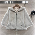 LV Hooded Fur Cotton Cape Jacket