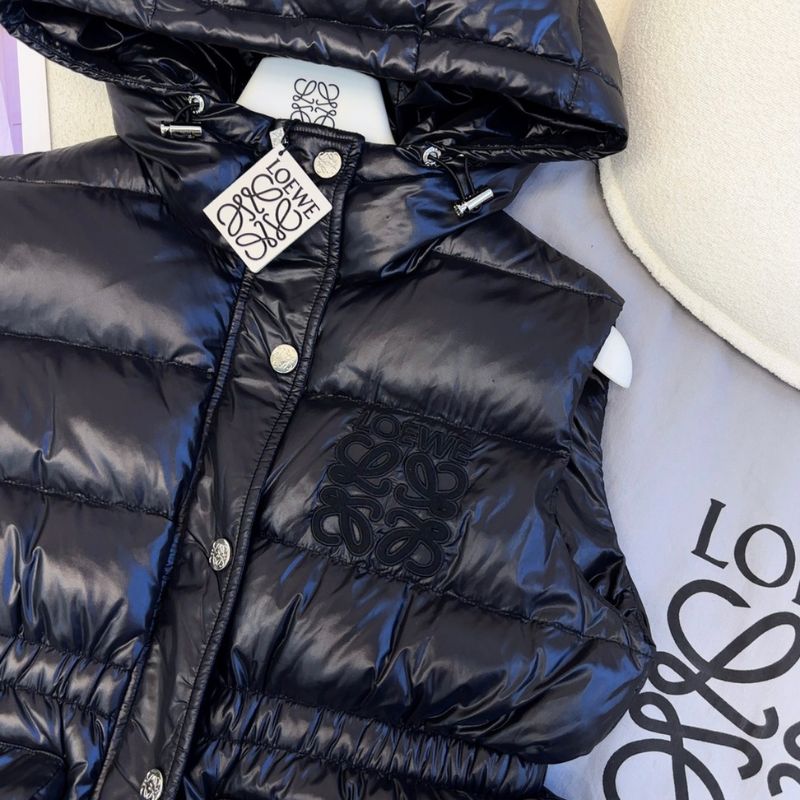 Loewe Logo Embroidery Hooded Down Vest