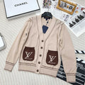 Louis Vuitton Thick Rope Drawn Needle Wool V-Neck Cardigan