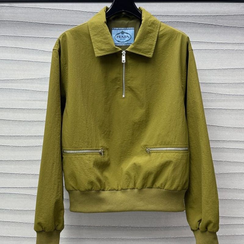 Prada Lapel Half-Zipper Nylon Jacket