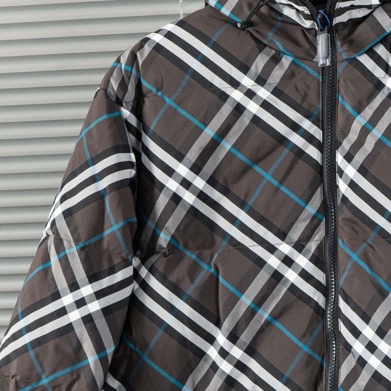 Burberry Classic Plaid & EKD Logo Reversible Down Jacket