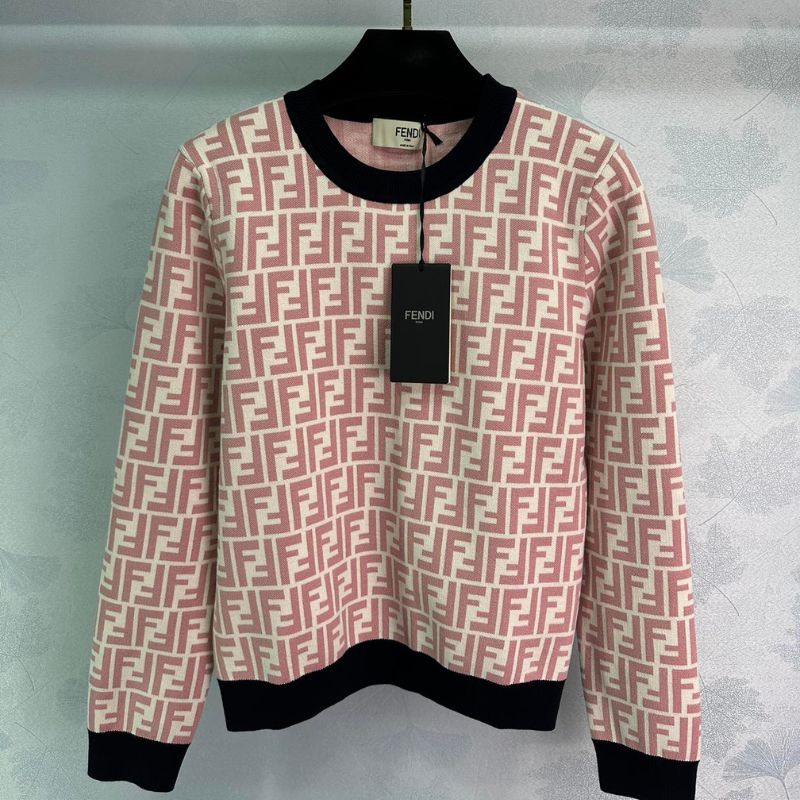Fendi Pink FF Jacquard Knitted Sweater