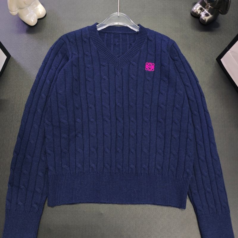 Loewe Braided V-Neck Wool Sweater