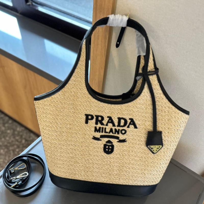 Prada Sunshine Straw Shopping Bag