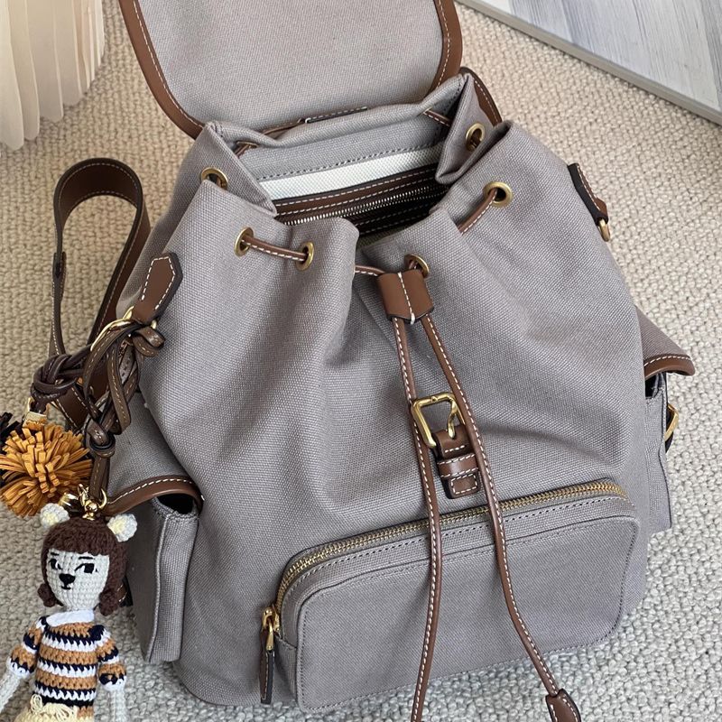 Miu Miu logo-lettering Gray Backpack