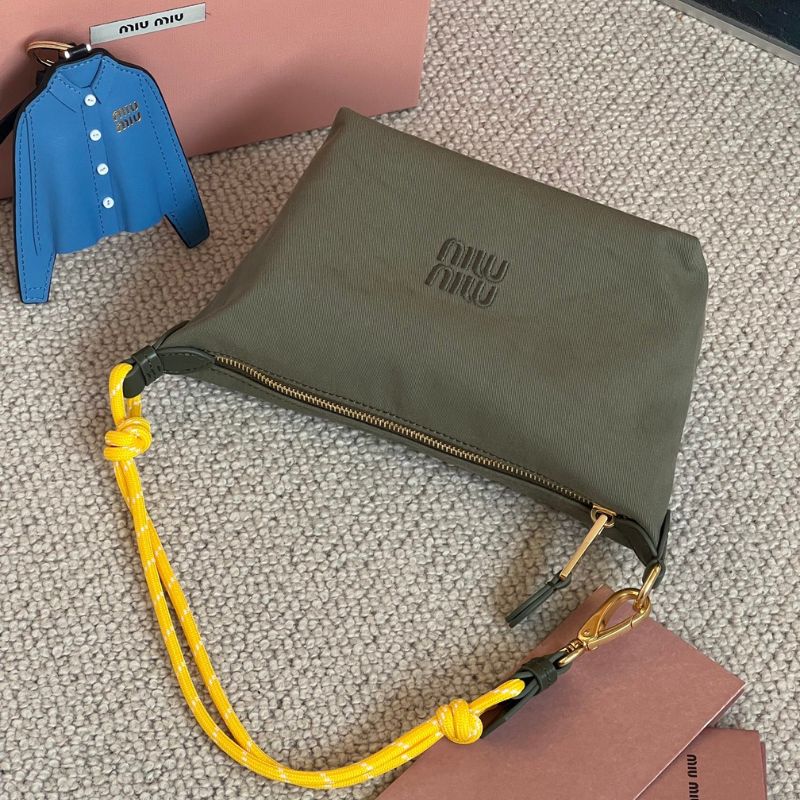 Miu Miu Gabardine Tote Grey Bag