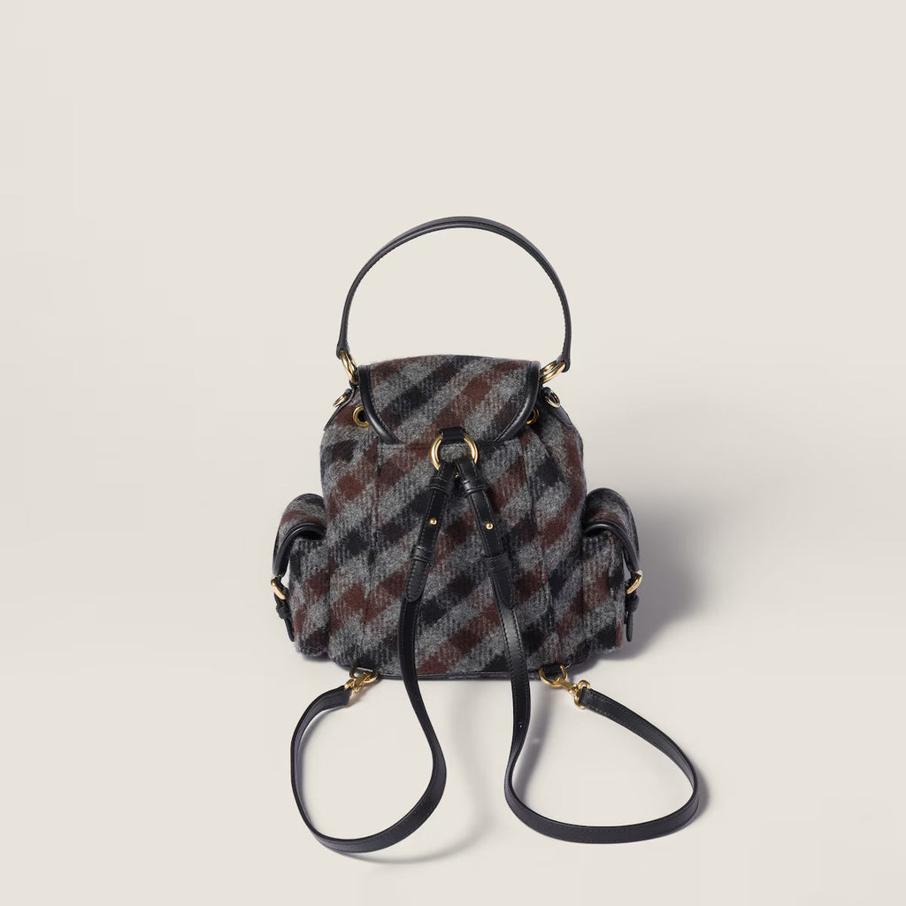 Miu Miu Plaid and leather backpack
